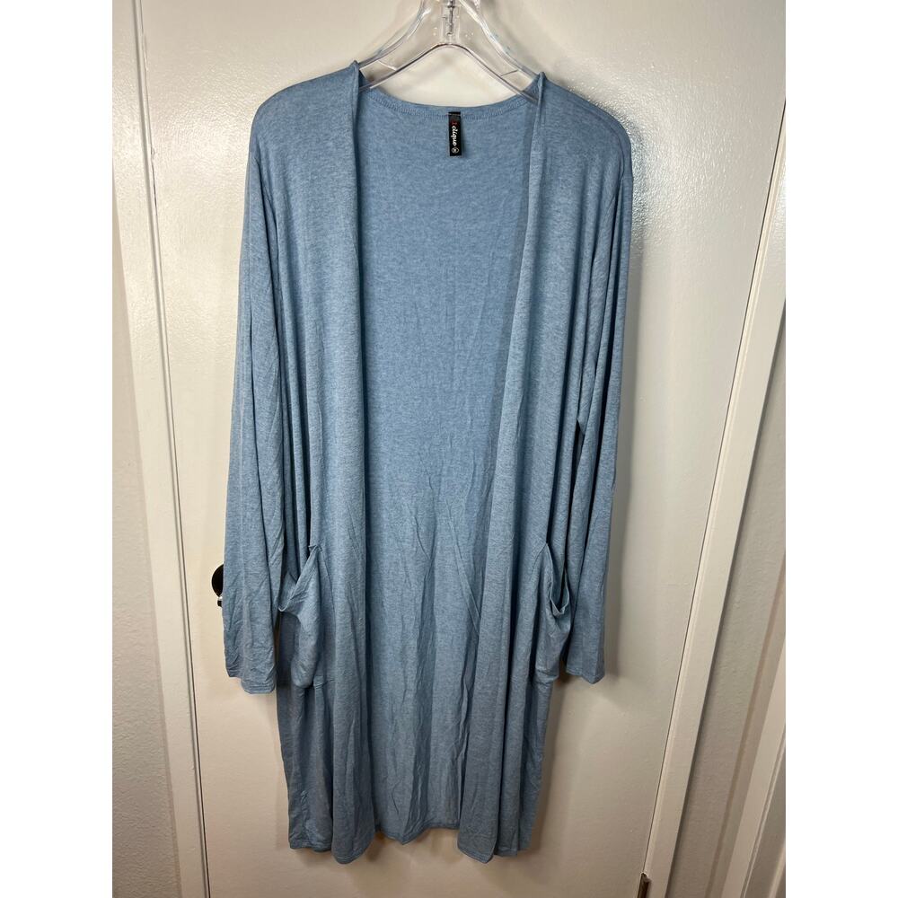 1 Clique Women's Thin Knit Open Cardigan Duster Light Blue NEW ~ Size 3X
